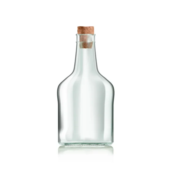 Realistische transparente klare Schnaps oder Wein leere Flasche isoliert — Stockvektor