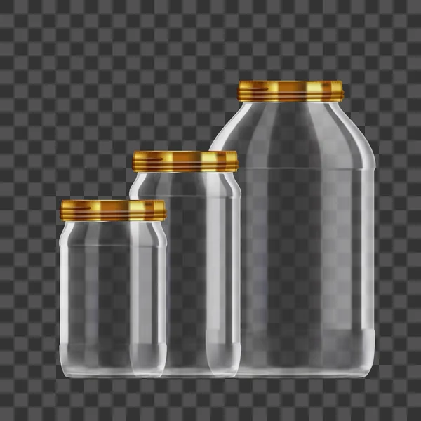 Realistic Empty 3L Glass Jar Set Isolated On White Background