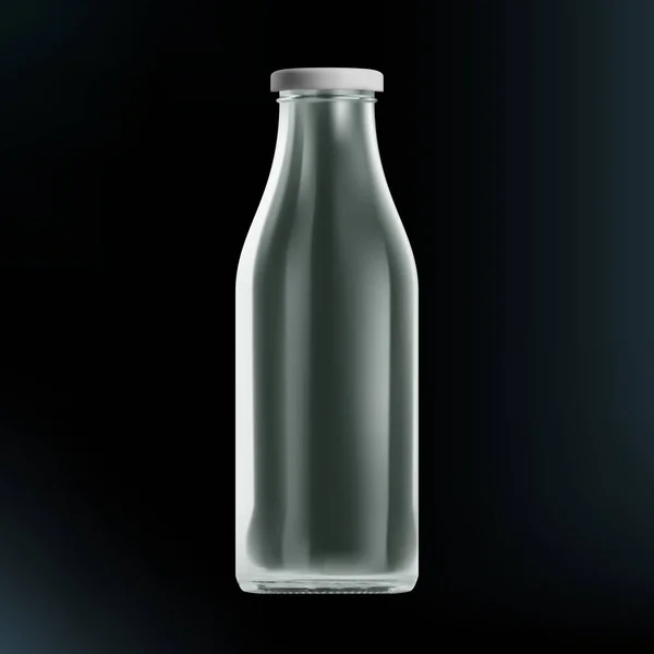 Реалистичная прозрачная бутылка с чистым молоком изолированная — стоковый вектор