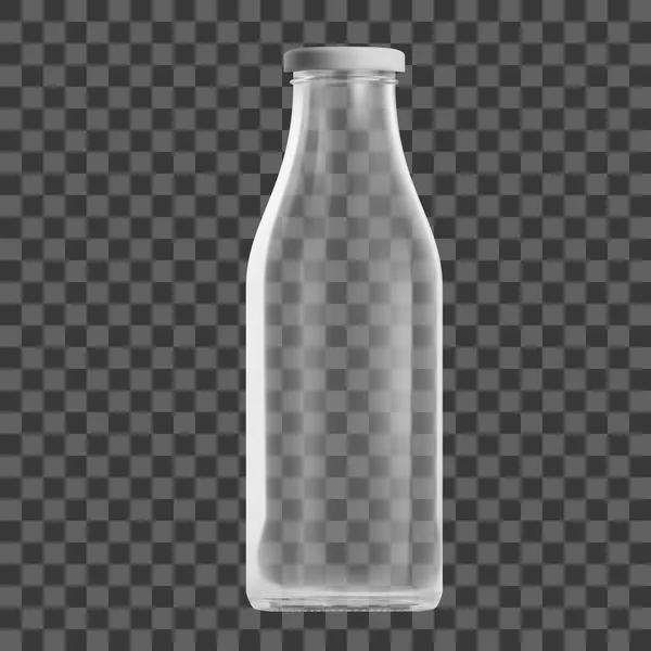 Realistische transparante wissen leegmaken melk fles geïsoleerd — Stockvector