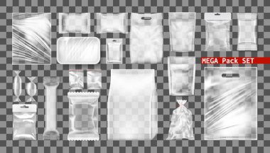 Büyük şeffaf boş beyaz plastik Pack Set