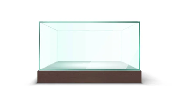 Vitrine en verre vide transparente réaliste sur blanc — Image vectorielle