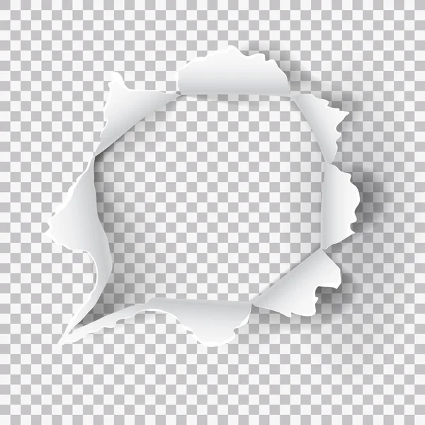 Torn Ripped Paper Hole On Transparent Background — Stock Vector