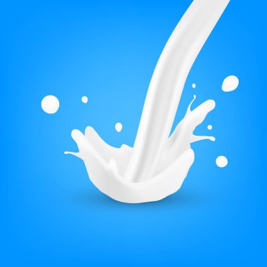 Gerçekçi 3d Süt Akışı Splash On Mavi