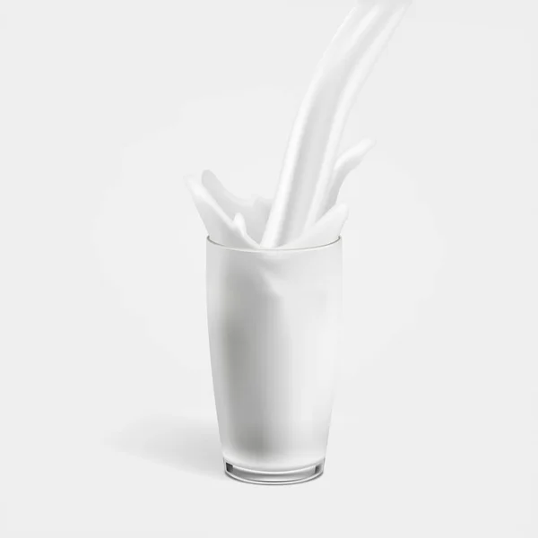 Реалістична Течія Молока Склі Сплеску Eps10 Векторні — стоковий вектор