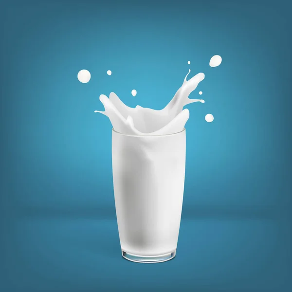 Realistic Milk Flow In Glass And Splash — Stock Vector