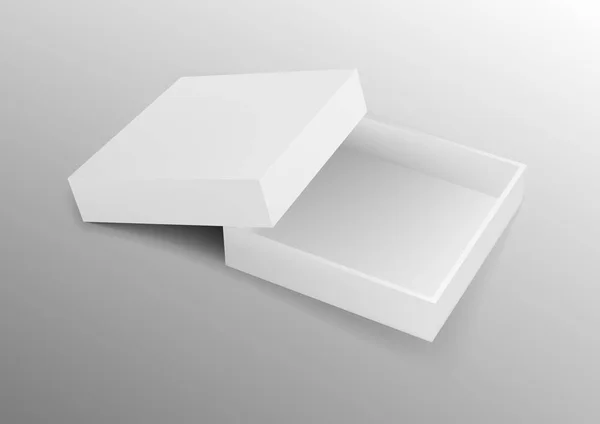 真实开放白框模型上的白色背景品牌模板 — 图库矢量图片
