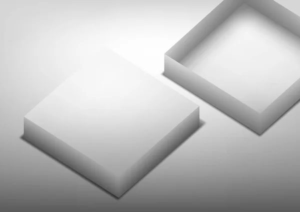 Realistica scatola bianca Mockup su sfondo nero modello di branding — Vettoriale Stock