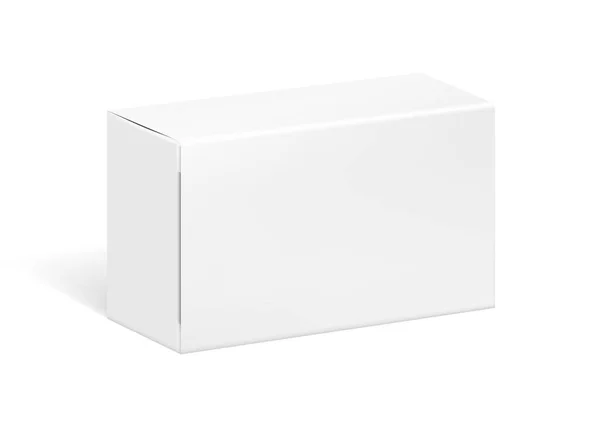 Scatola bianca chiara realistica del pacchetto del cartone bianco per marcare a caldo — Vettoriale Stock