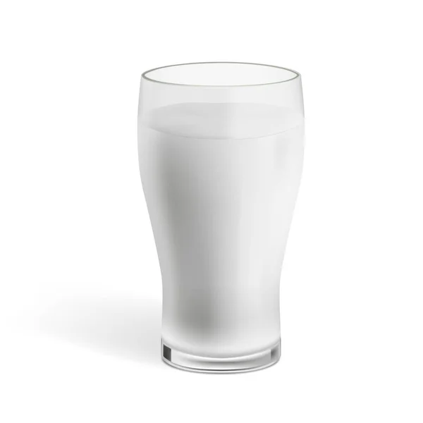 Realistic Glass Of Milk With Shadow On White — Stock Vector