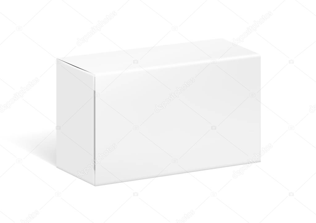 Realistic Clear White Blank Cardboard Package Box For Branding