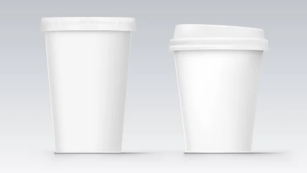 두 개의 흰색 빈 빈 플라스틱 콜라 컵 — 스톡 벡터