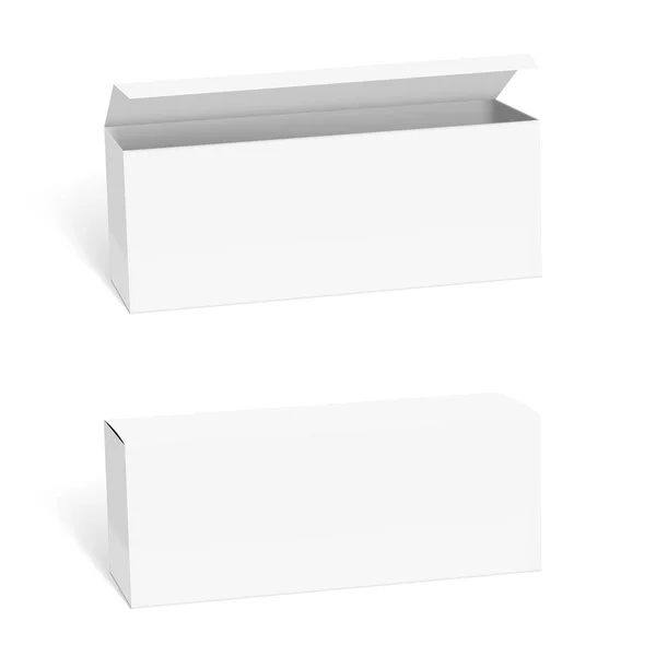 Set med små vita kartonger med skuggor — Stock vektor