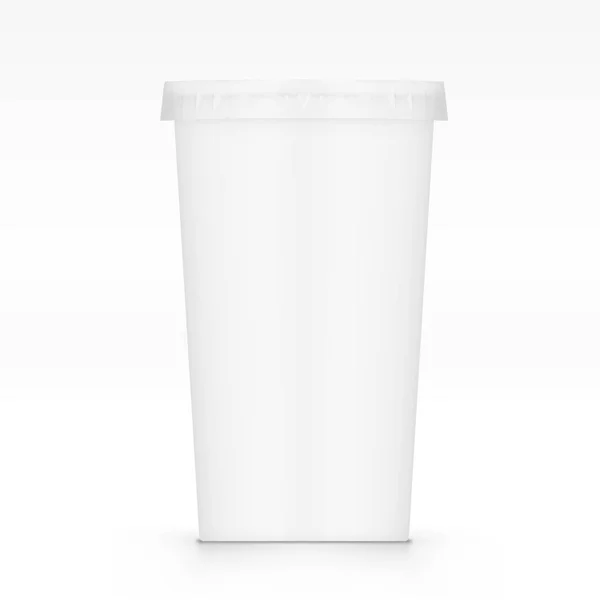 Пустой прозрачный пластиковый одноразовый стакан с крышкой для соды — стоковый вектор