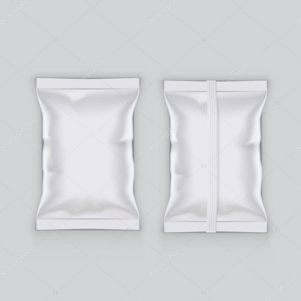 Realistic Food Snack Pillow Bag For Branding. EPS10 Vector