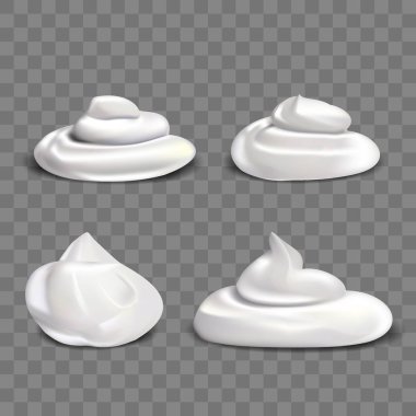 Gerçekçi Krem Seti Beyaz Arka Plan Üzerine İzole