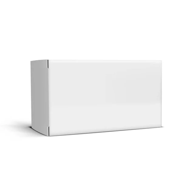 Caja de cartón blanco transparente realista del paquete para el Branding — Vector de stock