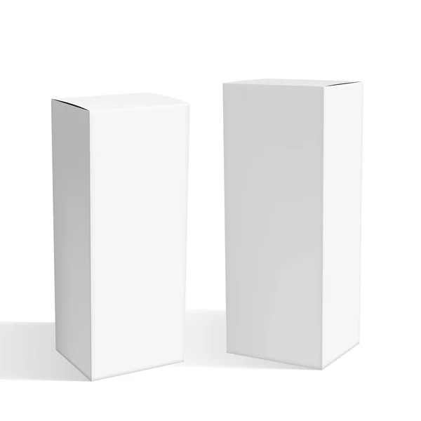 ชุดกล่องกระดาษแข็งสีขาวขนาดเล็กที่มีเงา — ภาพเวกเตอร์สต็อก