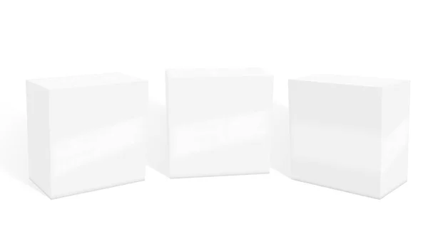그림자가 드리운 작은 흰 상자 세트 — 스톡 벡터