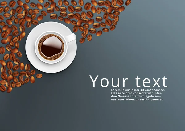 Plantilla realista de la vista superior de la taza de café blanco — Vector de stock