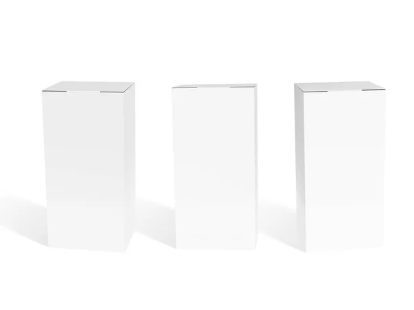 Conjunto de pequeñas cajas de cartón claro blanco para branding — Vector de stock