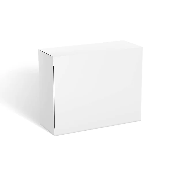 Modelo de caixa de pacote branco transparente realista 3D — Vetor de Stock