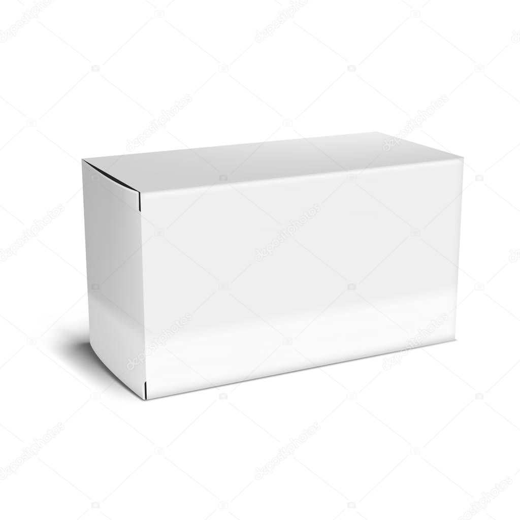 Realistic Clear White Blank Cardboard Package Box For Branding