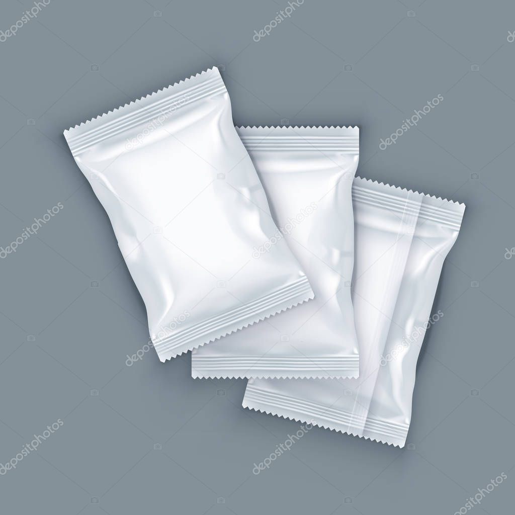 White Blank Foil Food Packing Isolated in Gray