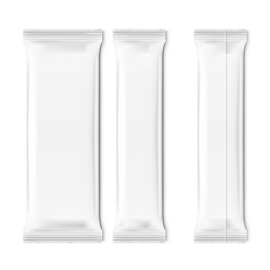 Gerçekçi boş şablon paketleri Snack, çikolata veya şekerleme. Plastik Pack Set