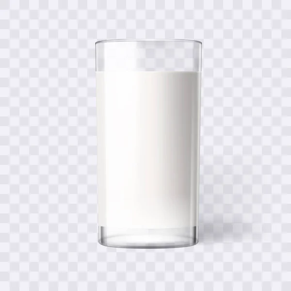 Leche transparente realista en un vaso. Bebida dietética Producto — Vector de stock