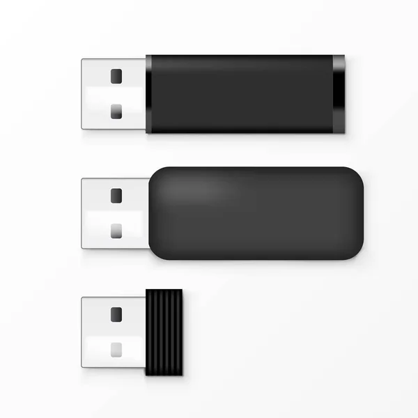 Μαύρο Usb Flash Drive πρότυπο για διαφήμιση, Branding και εταιρικής ταυτότητας — Διανυσματικό Αρχείο