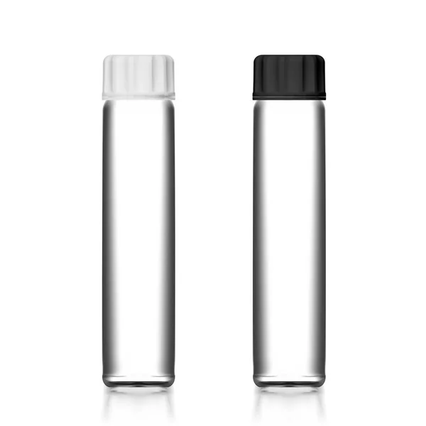 Töm plast medicinsk flaska med vit och svart mössa — Stock vektor