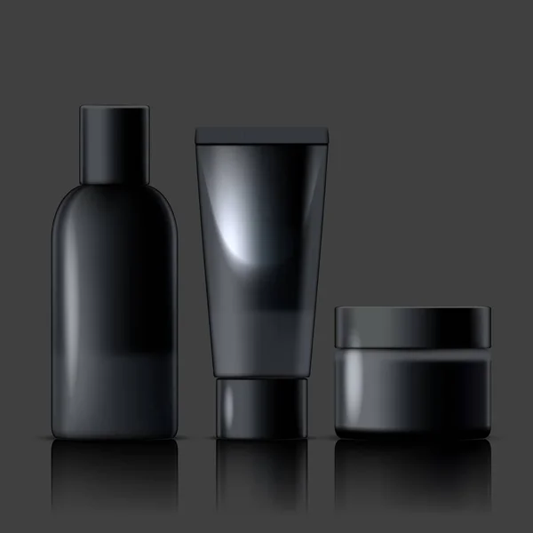 Pakiet produktów kosmetycznych na krem, balsam, szampon — Wektor stockowy