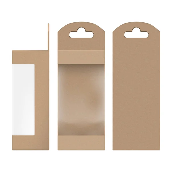 Confezione regalo in carta marrone artigianale con finestra trasparente — Vettoriale Stock