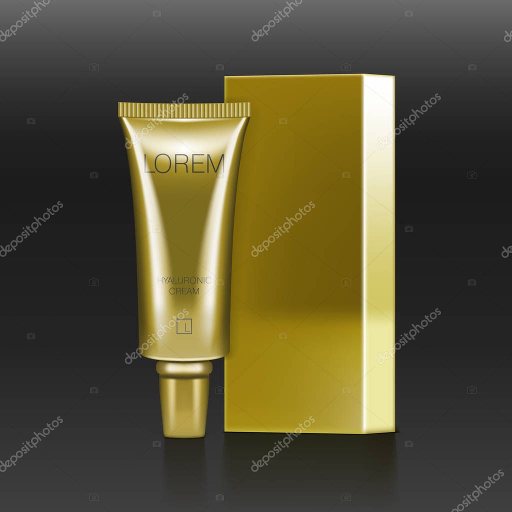 Cream Plastic Golden Tube With Cardboard Box Mockup Cosmetic Packaging Eps10 Vector Premium Vector In Adobe Illustrator Ai Ai Format Encapsulated Postscript Eps Eps Format
