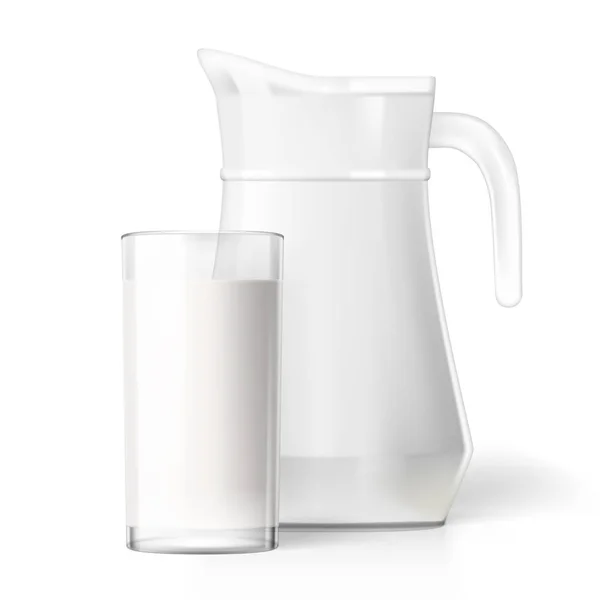 Tasse transparente réaliste et verre avec du lait — Image vectorielle