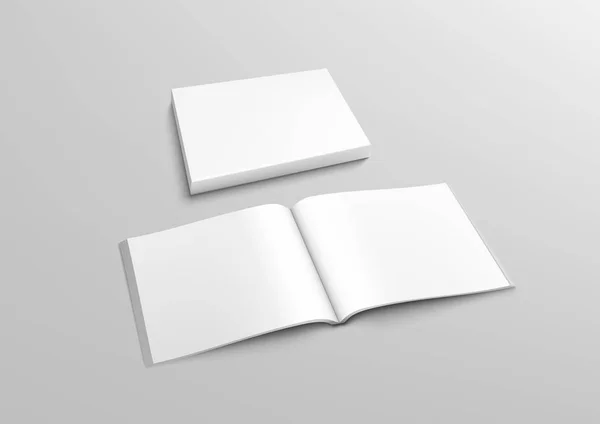 Realistiskt 3D-perspektiv Blank Clear Opened Magazine Mock Up — Stock vektor