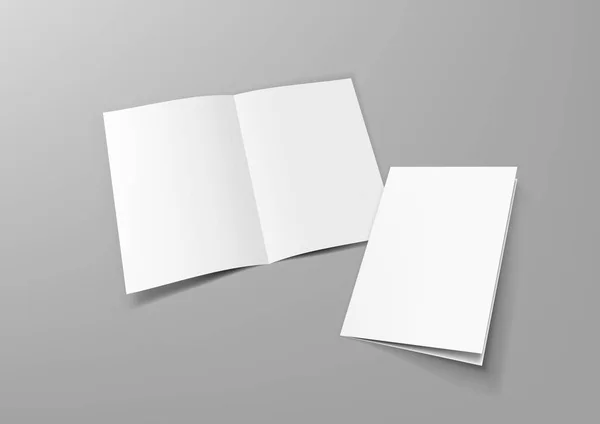 Plantilla simulada realista del folleto del medio pliegue de Blank A4 — Vector de stock