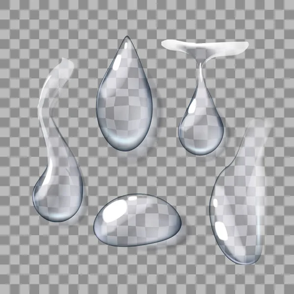 Conjunto de gotas de agua clara pura realista transparente — Vector de stock