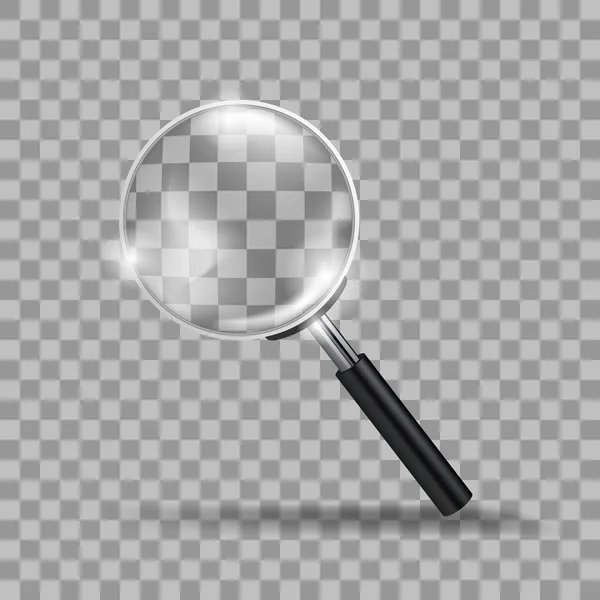 Realistic Transparent Modern Magnifying Glass Isolated On Background — Stock Vector