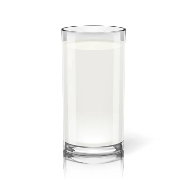 Leche en un vaso transparente. Producto lácteo rico en proteínas — Vector de stock