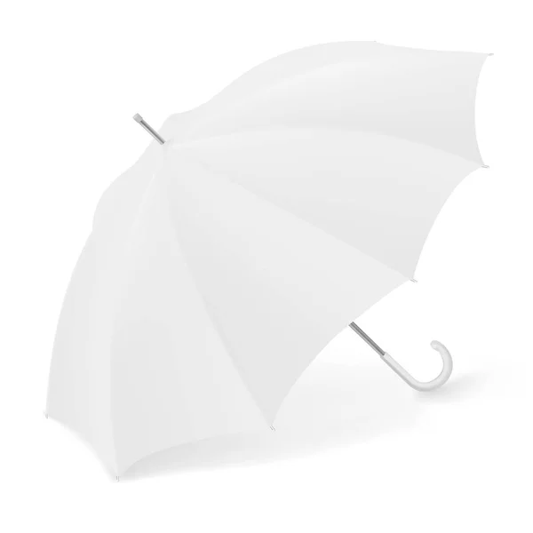 Realistic 3D White Umbrella Parasol For Branding — Stock Vector