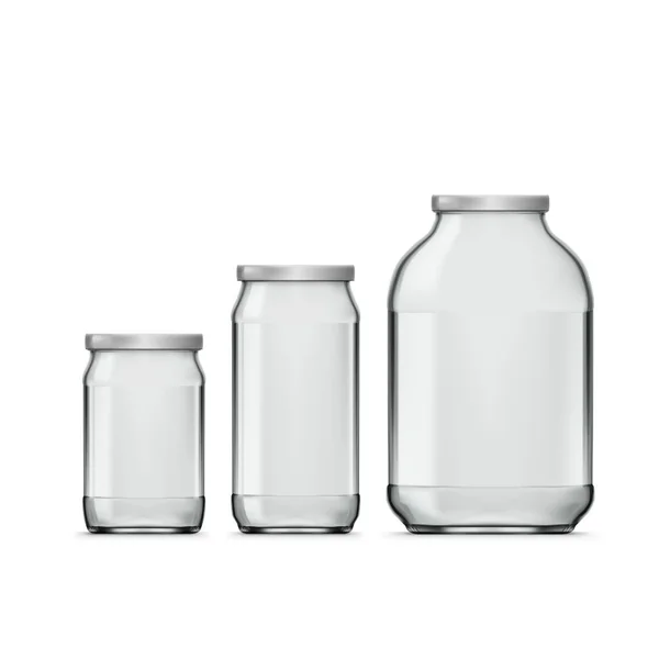 Реалістичний порожній 3L Glass Jar Set ізольований на білому тлі — стоковий вектор