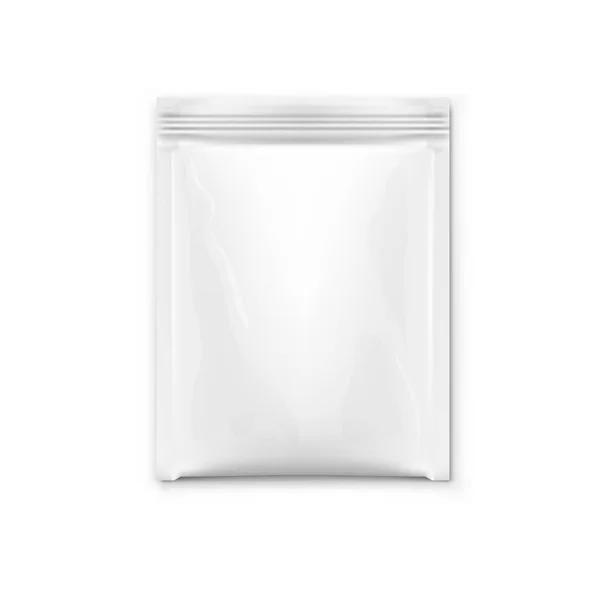 Emballage blanc de poche de papier d'aluminium pour le sel, le sucre, le sachet — Image vectorielle