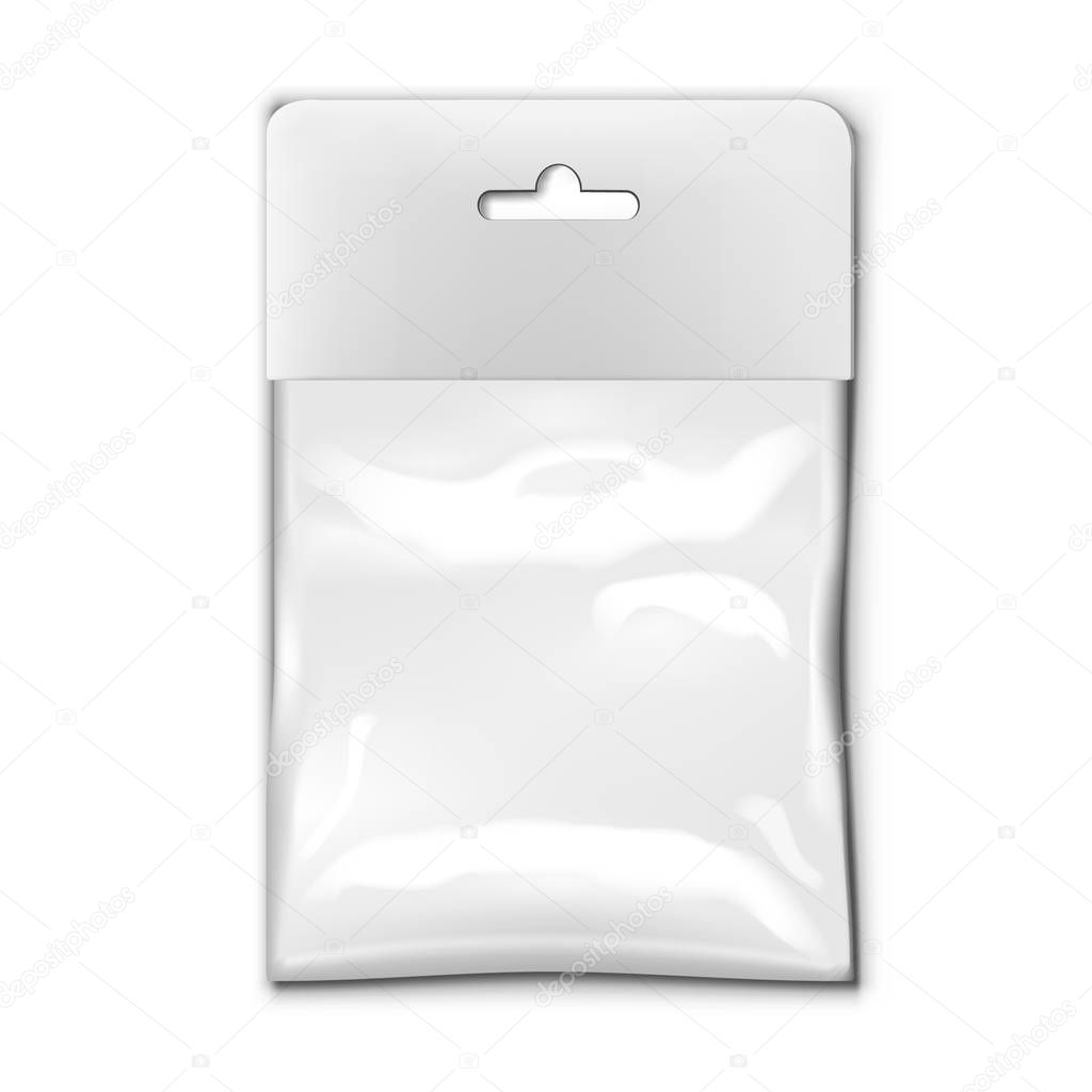 White Blank Plastic Bag With Hang Slot