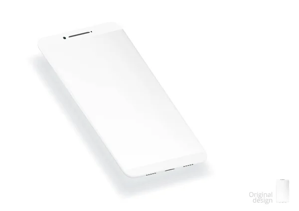 Smartphone simples branco 3D com tela vazia — Vetor de Stock