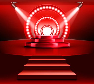 Kırmızı Ödül Sahne Işıklı Sahne Podyumu
