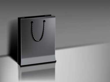 Arkaplanda 3B Siyah Kağıt Lüks Poşet