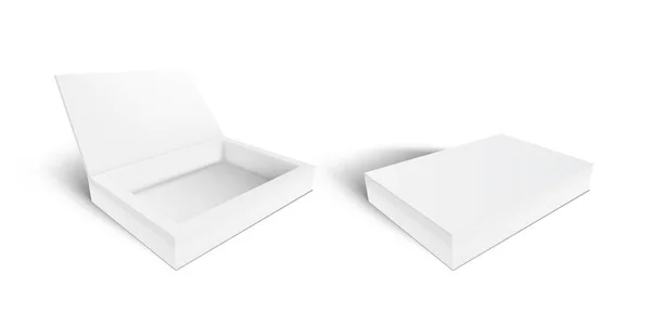 3D White Leere Geschenkbox aus Karton öffnen und schließen — Stockvektor