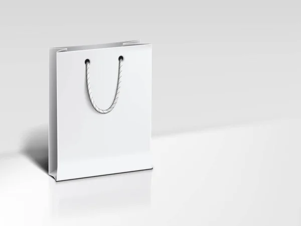 Bolsa de lujo de papel blanco 3D sobre fondo — Vector de stock